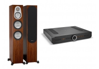 Стереокомплект Monitor Audio Silver series 300 6G Walnut + Roksan Attessa Streaming Amplifier Black